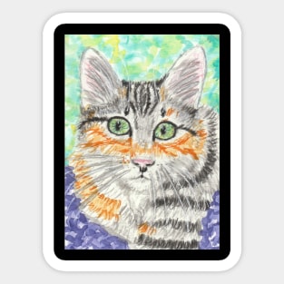 Tabby cat art  painting Sticker